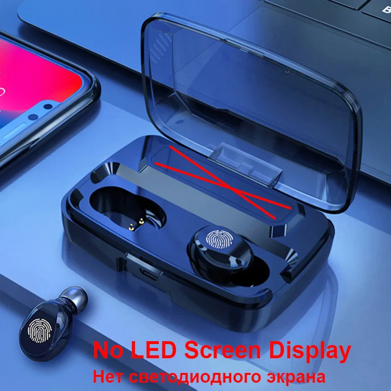 Новые настоящие беспроводные наушники TWS Bluetooth 5,0 Наушники Hi-Fi стерео бас гарнитура сенсорное управление беспроводные наушники для смартфонов - Цвет: No LED display