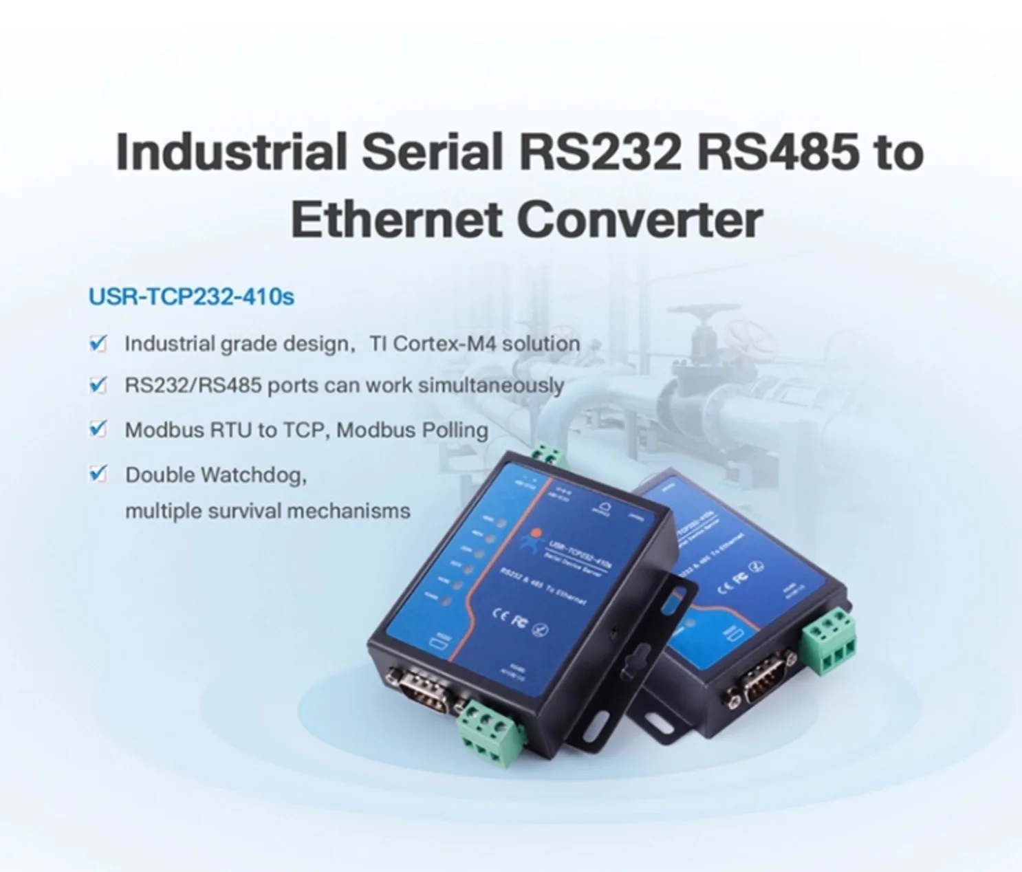 USR-TCP232-410S последовательный в Ethernet конвертер Modbus RTU в TCP промышленный Серийный RS232 RS485 в Ethernet конвертер Модуль