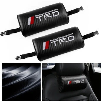 

2Pc Car Pillow TRD Emblem Carbon fiber Memory Cotton Auto Headrest Neck Rest Support For Toyota TRD Estima Voxy Harrier Vellfire
