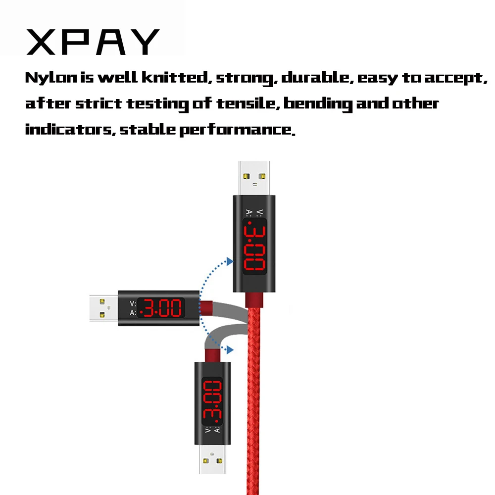 Usb кабель для IOS USB Type c Microusb 3A быстрой зарядки светодиодный нейлоновый отображения