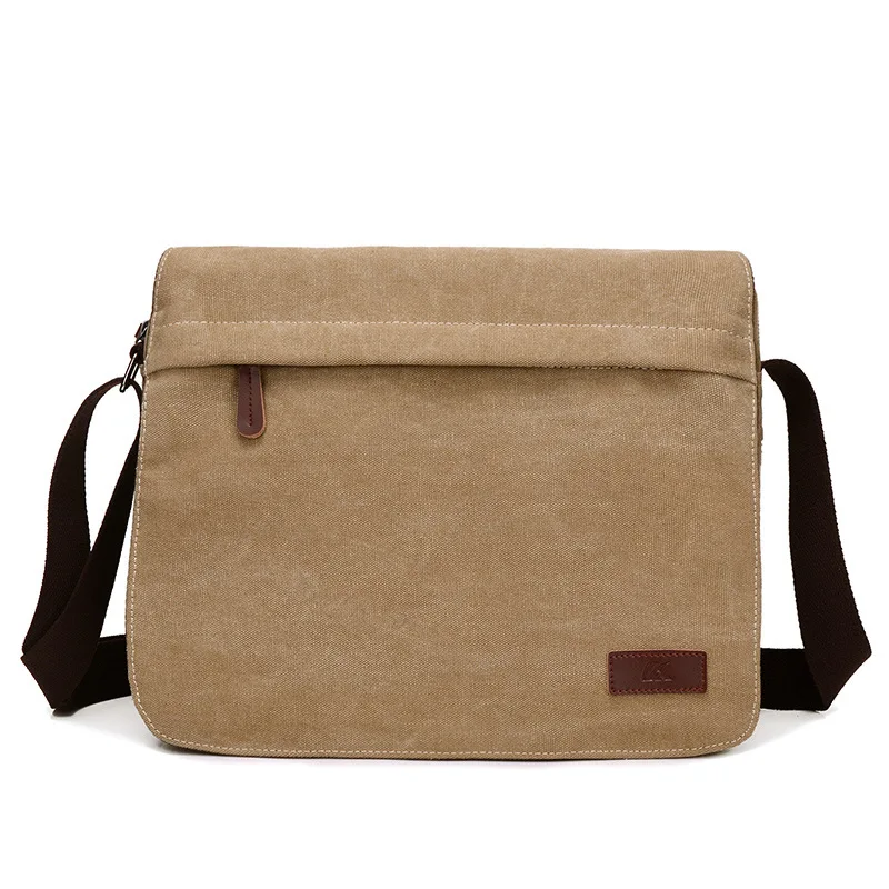 

Simple Men's Bag Versatile MEN'S Single-shoulder Bag Package Cover Type Casual Business Briefcase Korean-style Canvas Messenger
