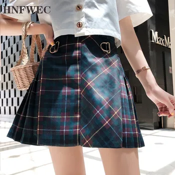

2019 Summer New British Retro Style High Waist Bag Hip Fashion Casual Female High Quality Pleated Skirt Z036