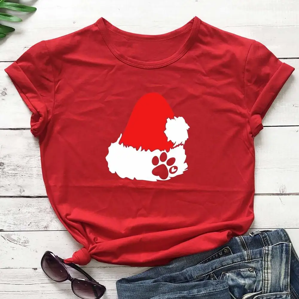 

Merry Christmas Unisex Party Street Style Tee Funny Paw Cute Women Fashion Pure Casual Holiday Gift Young Hipster T Shirt