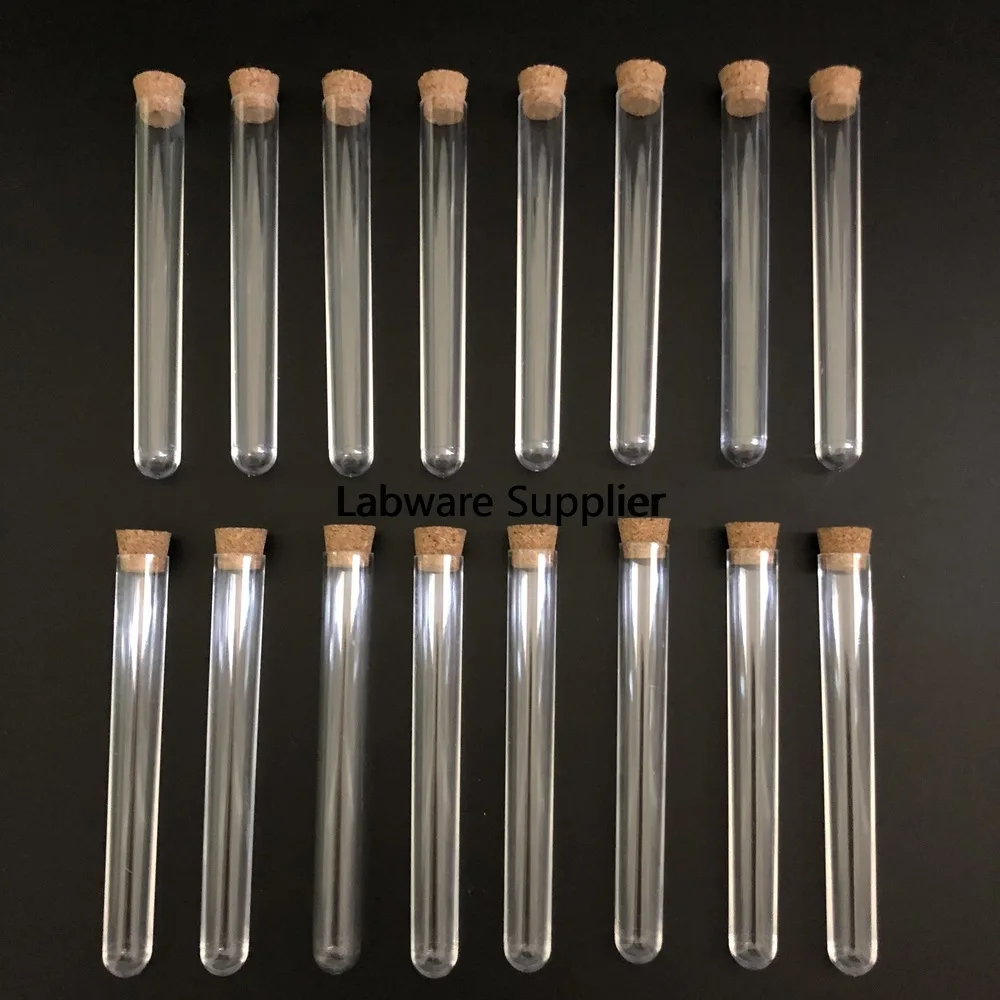 

20pcs 12x100mm Clear Plastic test tubes with corks Plastic laboratory test round tube plug lab Transparent plastic tubes vial
