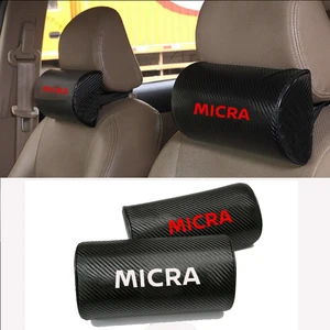 Углеродное волокно текстура из искусственной кожи авто подушка безопасности авто сиденье голова шеи Отдых подушка подголовника для Nissan Micra - изображение
