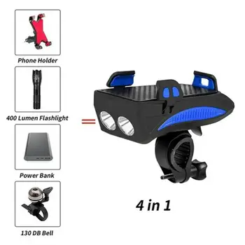 

4 In 1 Mobile Phone Holder Bracket For iPhone Power Bank 2000mA LED Bicycle Light Riding Bike Front Light Speaker USB Accessory