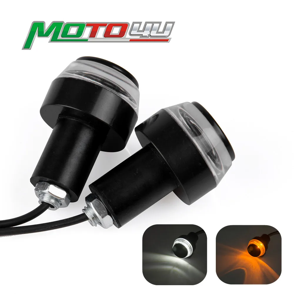 

22MM Universal Motorcycle LED Handlebar End Turn Signal Light Handle Bar Blinker Side Marker Lamp Cafe Racer