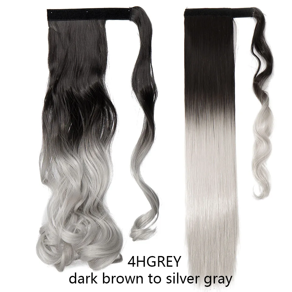 4HSilver grey SNOILITE 1" 23" длинные волнистые волосы на заколках в хвосте накладные волосы конский хвост шиньон с заколками синтетические волосы конский хвост наращивание волос - Цвет: 4HSilver grey