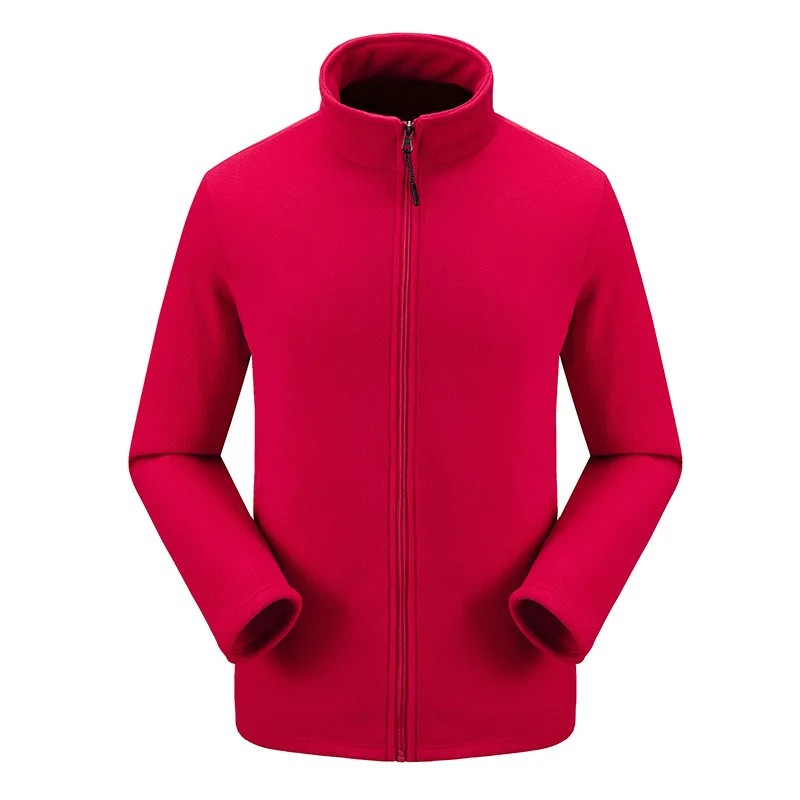Outdoor Fleece Men's And Women's Polar Fleece Autumn And Winter Breathable Wind-Resistant Cardigan Jacket Raincoat Jacket Warm - Цвет: Men s Red