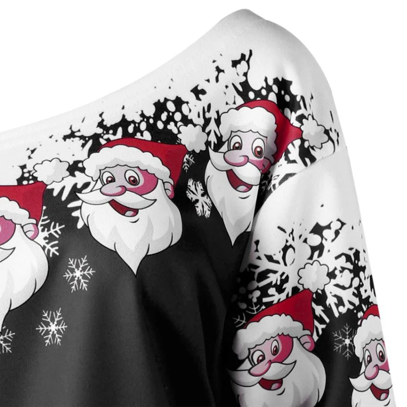 Некрасивый Рождественский свитер с принтом Санта-Клауса, свободный свитер со снежинками, пуловер унисекс, осенне-зимние блузки, Рождественская одежда