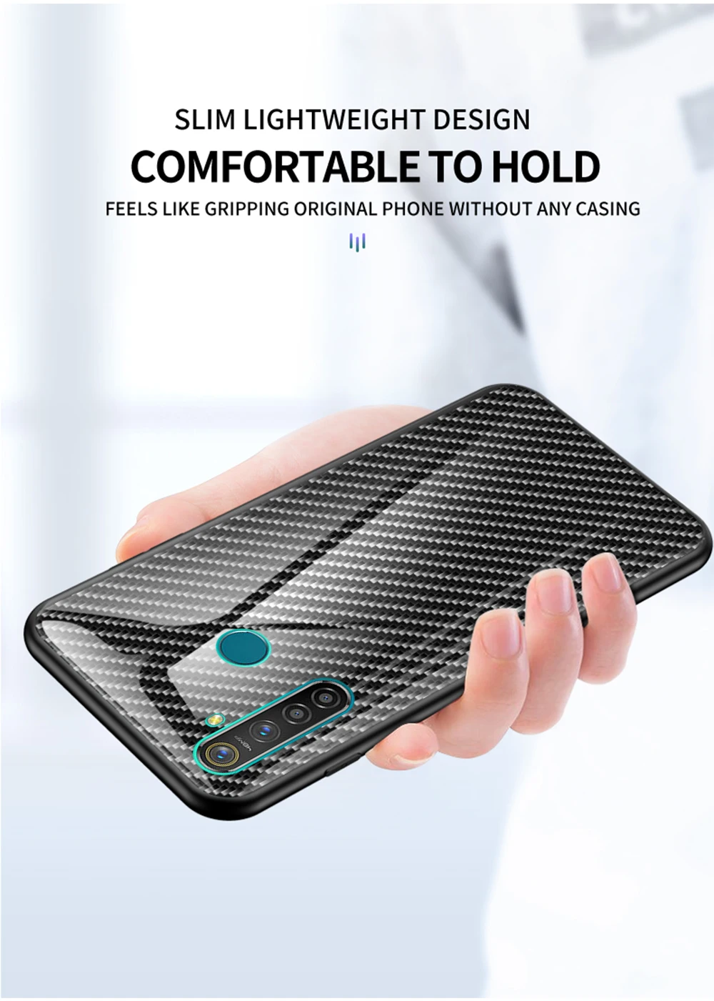 Для Oppo Realme5 чехол для задней панели телефона 6," Модный чехол для Oppo Realme 5 чехол из углеродного волокна с текстурой стекла гибридный мягкий силиконовый чехол