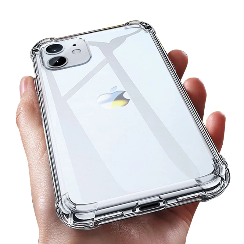 Coque de Luxe Transparente Antichoc en Silicone pour iPhone, Convient aux Modèles 11, X, Xr, Xs Max, 13, 12, 11 Pro Max, 8, 7, 6s Plus
