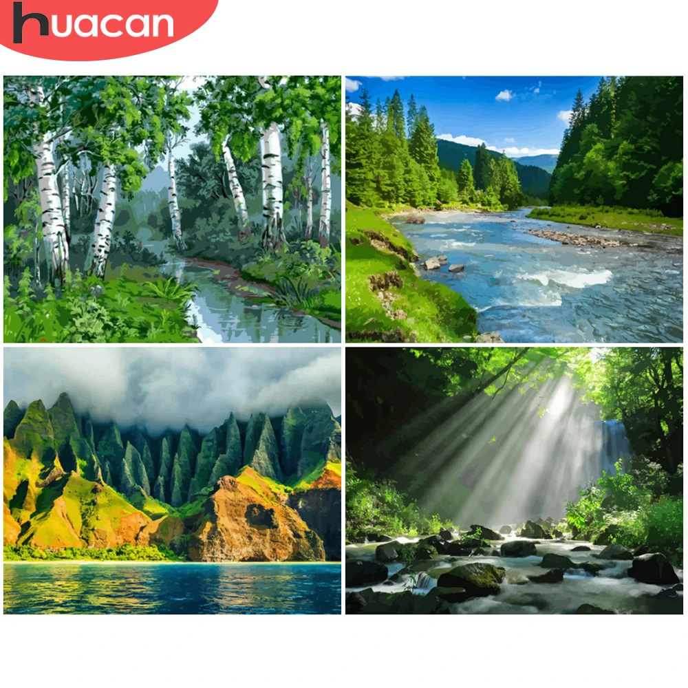 Картина по номерам HUACAN фотография леса на холсте ручная роспись подарок картина