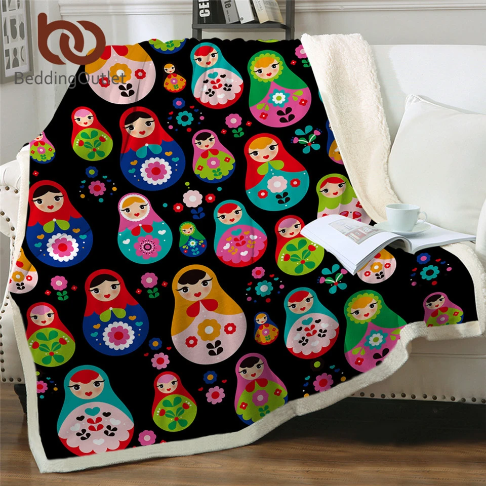 Beddingoutlet Russian Doll Linen Blanket Cartoon Kids Bedding Colorful Girly Sherpa Fleece Blanket Flowers Bedspread Drop Ship Blankets Aliexpress