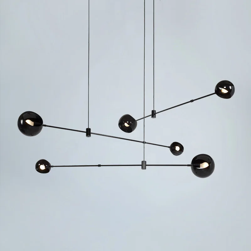 

Modern Nordic Iron Tube Pipe Light Fixtures LED Rustic 6 Lights Pendant Light Kit for Dining Bedrooom Home Decor Art Line Lamp