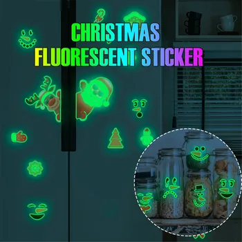

Christmas Luminous Fridge Sticker Cartoon Santa Candy Sticker Sugar Cane Sticker Personalized Creative Household Goods Sticker