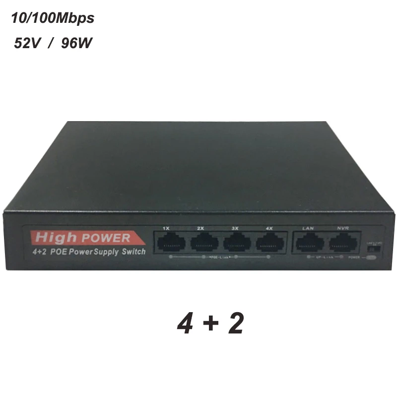 52V POE коммутатор Ethernet 24 Порты сети 10/100 Мбит/с Порты IEEE 802,3 AF/AT IP Камера Беспроводной AP сетевой коммутатор gigabit встроенный Мощность - Цвет: 4 Port POE Switch