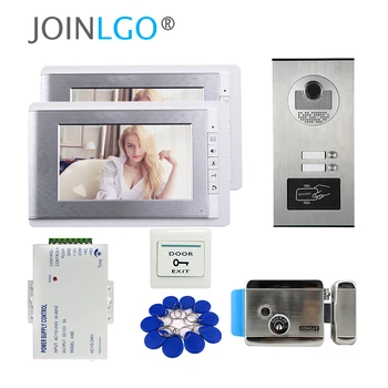 

FREE SHIPPING Apartment 7" LCD Video Door Phone Intercom System 2 Monitors + RFID Access Outdoor Camera 2 Buttons Electric Lock