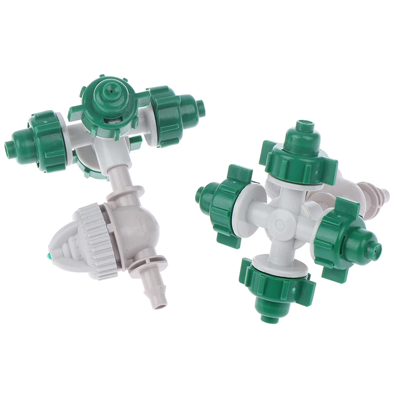 2pcs green Cross fog nozzle Atomization sprinkler nozzles head anti drip misting 1/4" garden drip irrigation for greenhouse