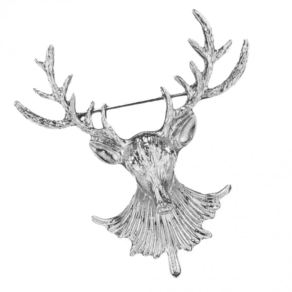 Fashion Vintage Deer Reindeer Brooch Collar Pin Jewelry Gift for Christmas Silver Gold