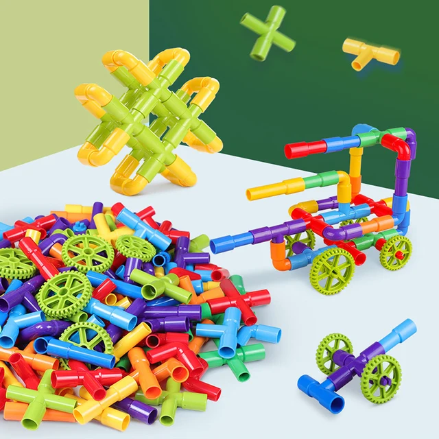 Kids Montessori Water Pipe Tube Building Toys Pipeline Designer Building Blocks Stem Construction Toys For Children 2