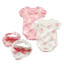 Хлопковое боди с цветочным рисунком для малышей; летняя одежда для новорожденных девочек-близнецов; Детский костюм для альпинизма; Детский комбинезон; одежда для маленьких девочек