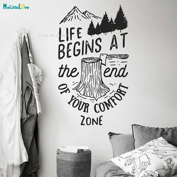 

Life Begins At The End Of Your Comfort Zone Wall Decals Protect Environment Poster Sign Living Room Quote Vinyl Sticker YT2929