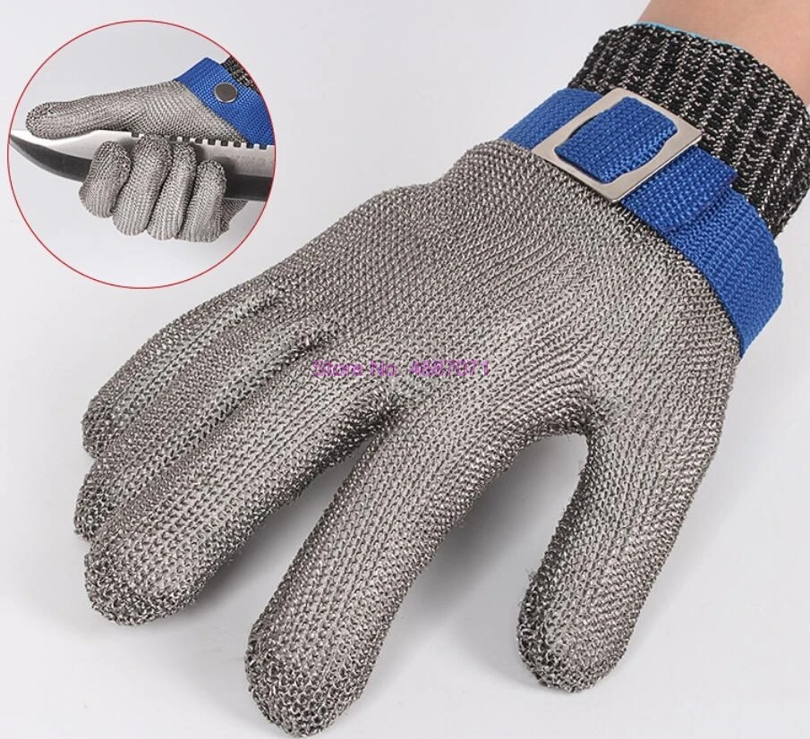 By DHL 100pcs Blue Red Safety Cut Proof Stab Resistant Stainless Steel  Metal Mesh Butcher Glove Level 5 Protection outdoor Glove - AliExpress