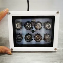 Маленький водонепроницаемый ИК-осветитель 850nm 8 шт. Массив ИК светодиодный Белый Алюминиевый Корпус DC12V CCTV заполняющий свет для IP камеры наблюдения