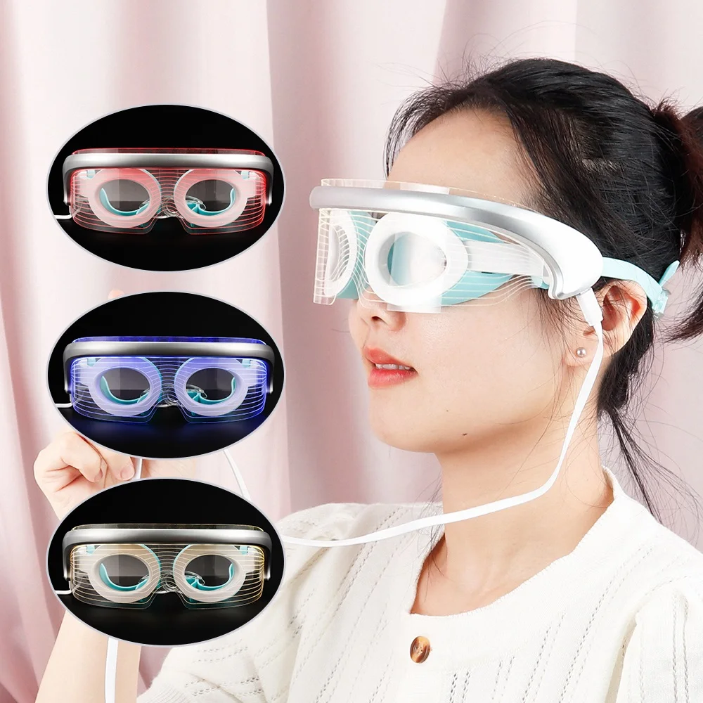 LED Photon masażer do oczu terapia światłem Anti-Aging skóra oczu dokręcić wibracje urządzenie kosmetyczne gorący kompres relaksujący mięśni opaska 1 LED Photon masażer do oczu terapia światłem Anti-Aging skóra oczu dokręcić wibracje urządzenie kosmetyczne gorący kompres relaksujący mięśni opaska 1