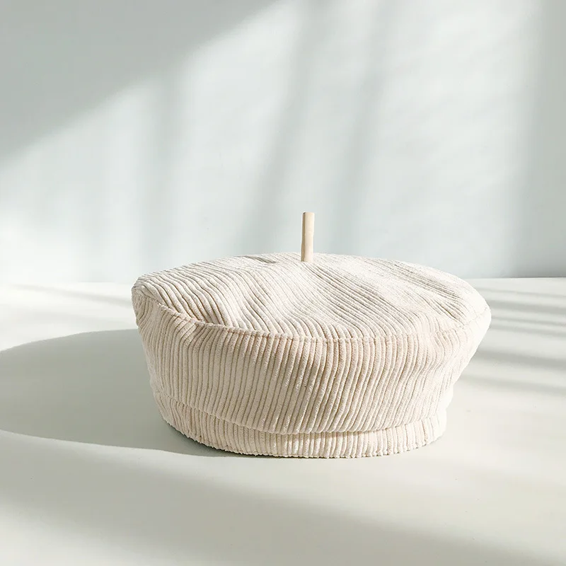 beige Вельветовые осенние шапки-береты, женская шляпа художника для девочки, Зимняя шерстяная восьмиугольная кепка, женские кепки в стиле хип-хоп, одноцветная - Цвет: beige