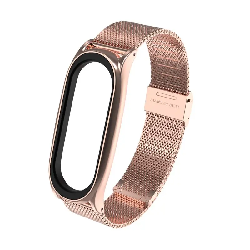 Gold Браслет на запястье для xiaomi mi band 3, 4, металлический ремешок из нержавеющей стали, mi band 4, 3, браслеты, Сменные аксессуары - Color: Gold