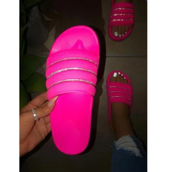 

Summer 2020 Women Shoes Sandals Slippers Sequins Beach Shoes Comfortable Candy Color Plus Size 38-41
