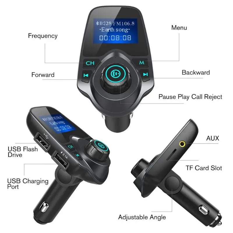 Bluetooth беспроводной Автомобильный Mp3 плеер Handsfree автомобильный комплект fm-передатчик A2DP 5 в 2.1A USB зарядное устройство ЖК-дисплей Автомобильный FM модулятор