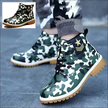 

Brand Camouflage Boots Children 2019 Autumn and Winter Boys Boots Girls Toddler Kids Ankle Botas Footwear Size 25-39