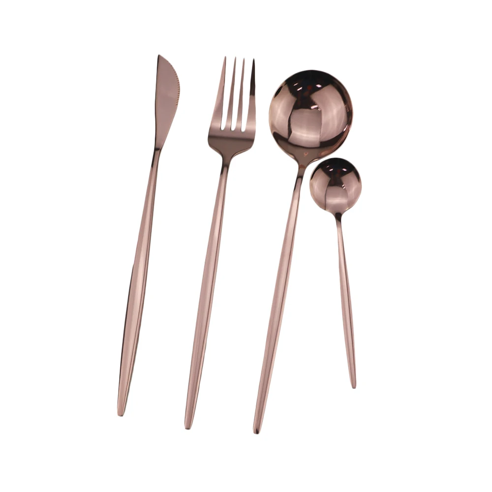 4 шт черный набор посуды 18/10 столовые приборы из нержавеющей стали Радужный набор посуды нож вилка ложка набор серебряных изделий набор столовой посуды для кухни - Цвет: 4Pcs Rose