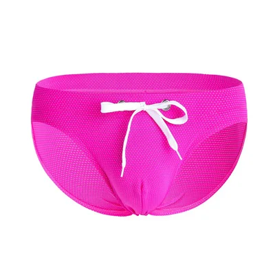Новинка, 8 цветов, одноцветные плавки с низкой талией, сексуальный купальник для мужчин, быстросохнущие мужские плавки, пляжные шорты, sunga masculina 111 - Цвет: rose pink