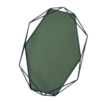 

Coffee Trays Table Storage Plate for Makeup Perfume Black Tray with Leather Home Decoration Cake Stands Food Saucer Green