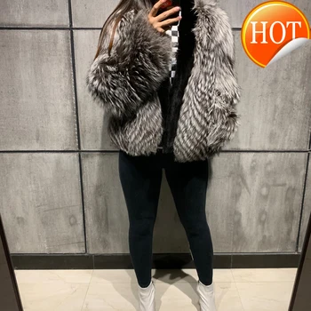 Kaufen Jacke Natürliche Pelz Frauen Echtpelz Jacke Damen Fuchs Pelz Jacke Langarm