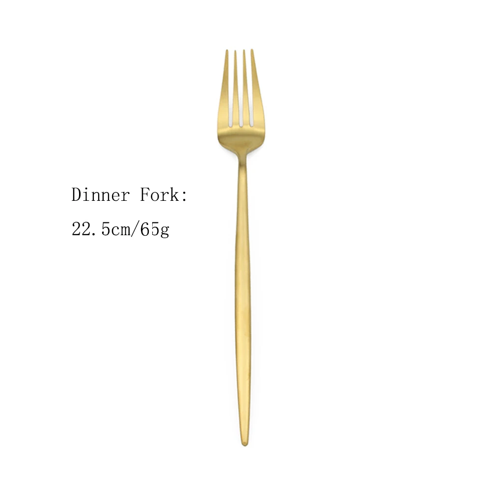 Dinner Fork Матовые золотые столовые приборы набор посуды 304 столовая посуда из нержавеющей стали вилка, нож, ложка набор золотой набор серебряных изделий вечерние Прямая - Цвет: Dinner Fork