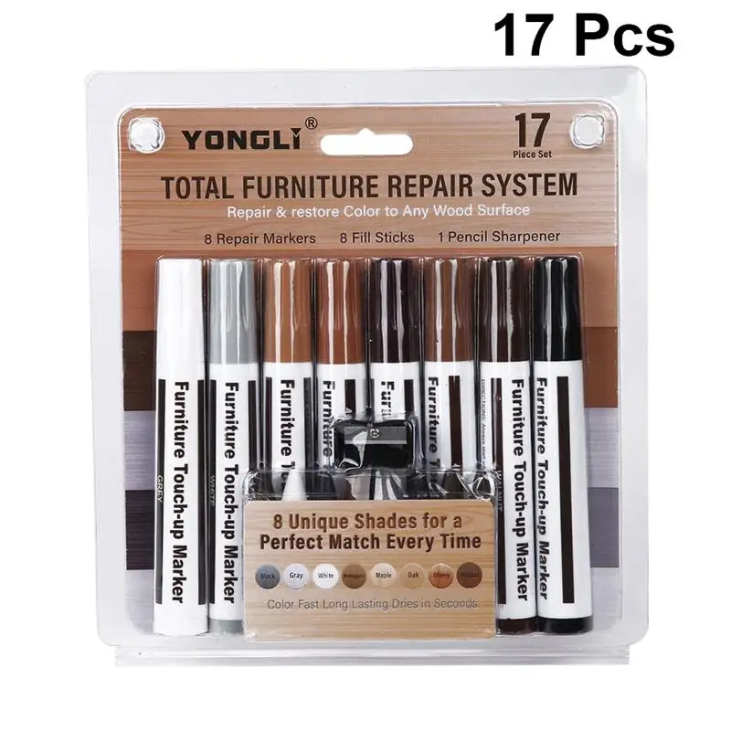 

17pcs Pen Portable Durable Creative Practical Touch Up Pens Crayons Floor Pen Furniture Paint Pen for Floor