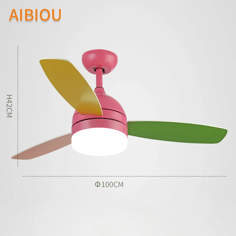 AIBIOU красочный потолочный вентилятор с светильник s для гостиной светодиодный потолочный вентилятор светильник 220 в детский веер светильник
