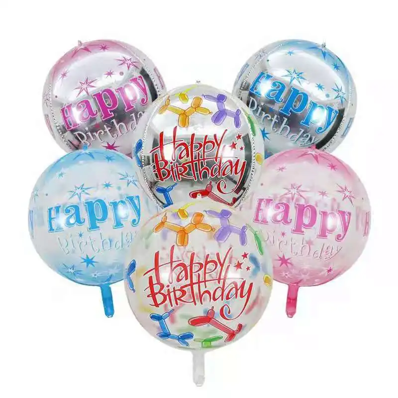 

20pcs /lot 22inch 4D Happy birthday Foil Balloons Transparent colored letters Balloon Party Decorations Globos New Year Decor
