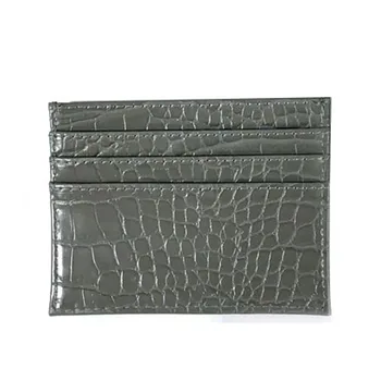 

Crocodile Pattern Leather Card Holder Women 6 Credit Card Holder Ostrich Pattern Slim Card Case Pocket Wallet
