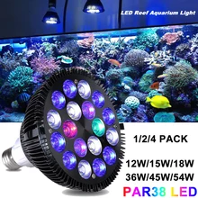  E27 LED Aquarium Light Bulb 12W-54W Full Spectrum Fish Tank Lamp PAR38 SPOT Saltwater Tank Coral Reef Plants Grow LED Lights D30 