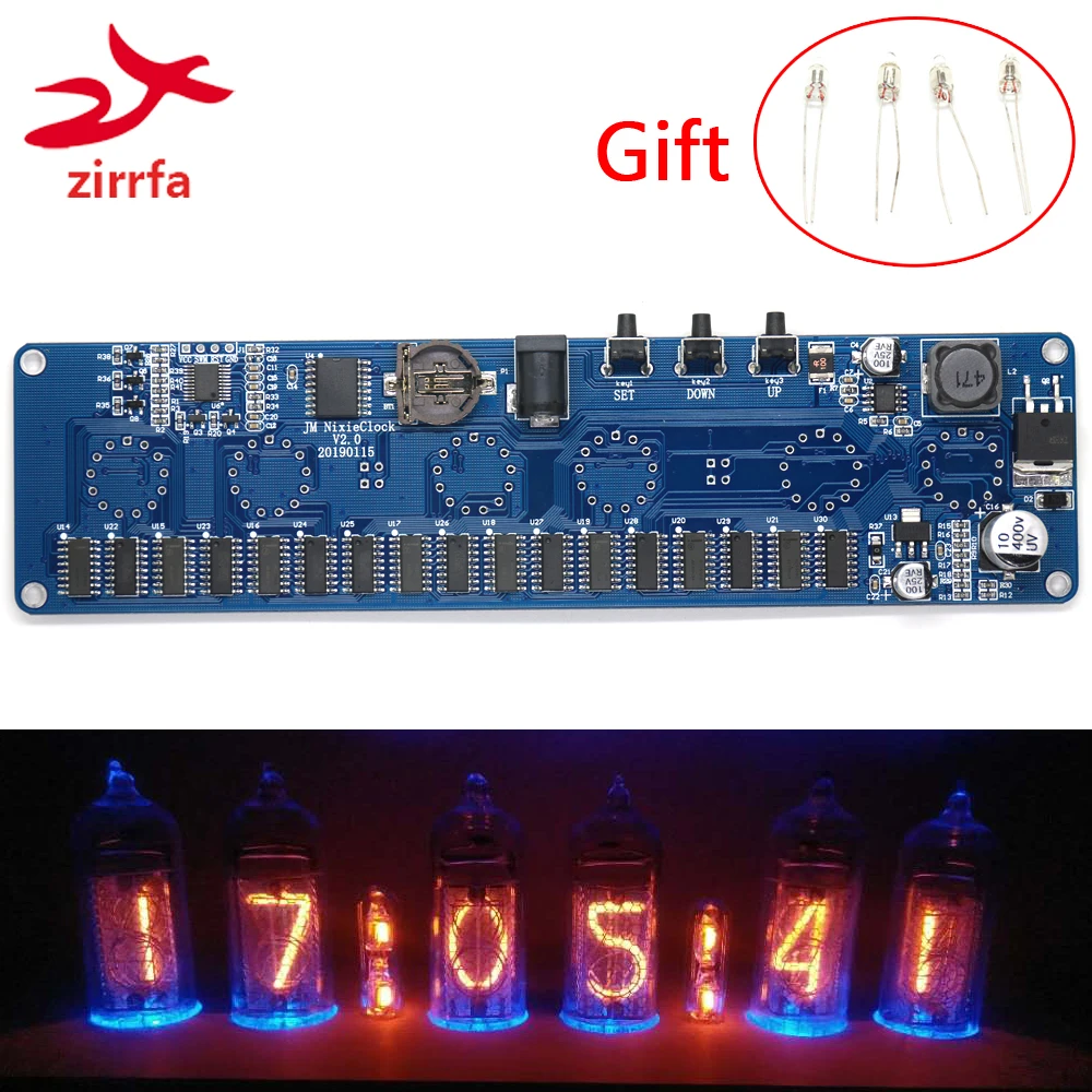 Zirrfa 5V 1A электронный DIY kit in14 Nixie Tube цифровые светодиодные часы Подарочный комплект печатной платы PCBA, без трубок|Интегральные схемы|   | АлиЭкспресс