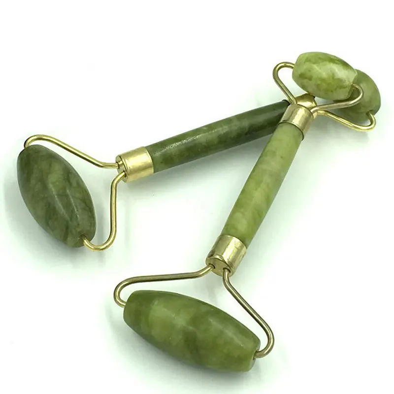 Double Head Green Jade Roller Elliptical Massager Eye Face Neck Facial Massage Slimming Thin Face Beauty Health Care Tools