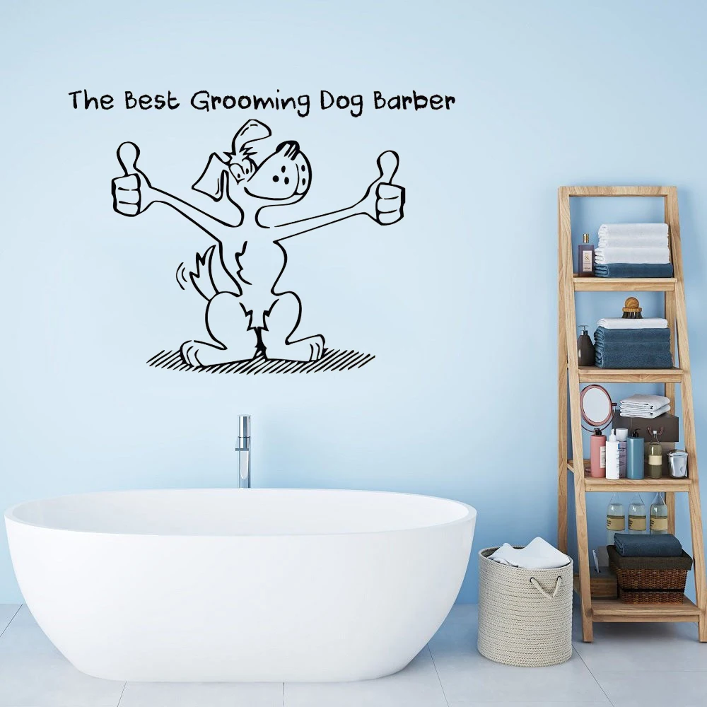 

Grooming Salon Dog Barbershop Vinyl Wall Sticker Removable Wall Art Decals Wallpaper for Pet Shop Home Decor