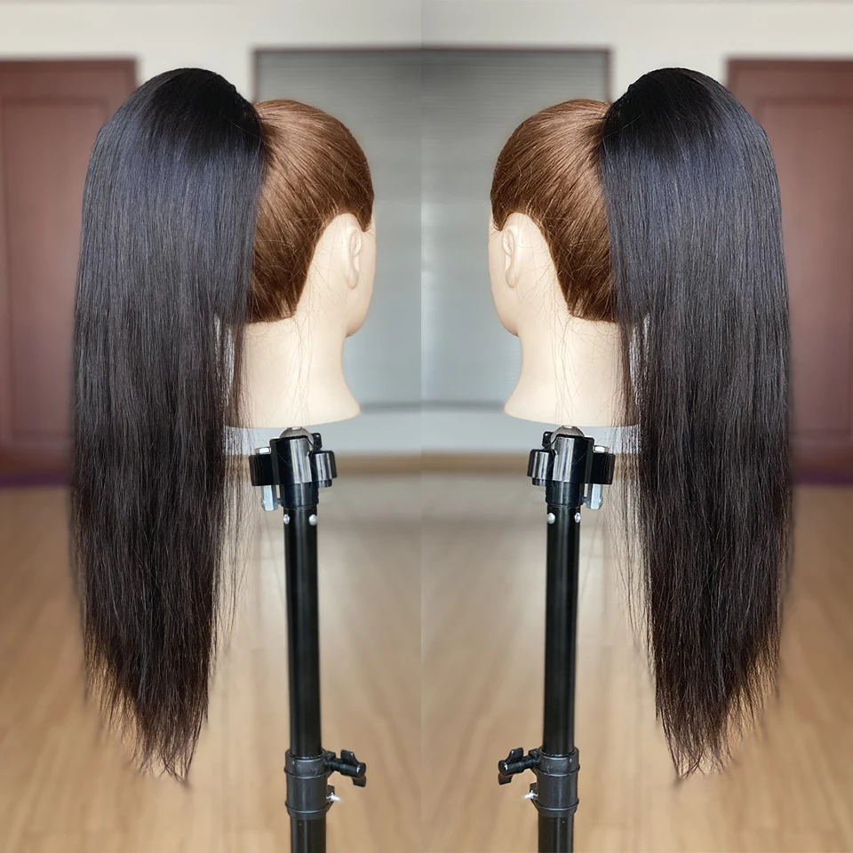 

Aliballad Straight Drawstring Ponytail Human Hair Brazilian Pony Tail Remy Hair Clip In Ponytail ExtensionsÂ For Women 150g