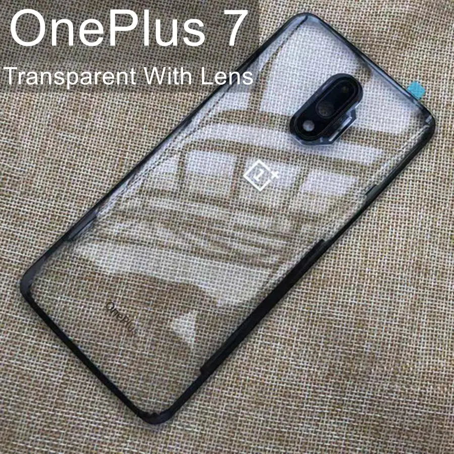 Задняя стеклянная панель OnePlus 7 крышка батареи Задняя Дверь Корпус чехол OnePlus 7 Pro задняя крышка OnePlus 7 дверь батареи с объективом камеры - Цвет: 7 Transparent